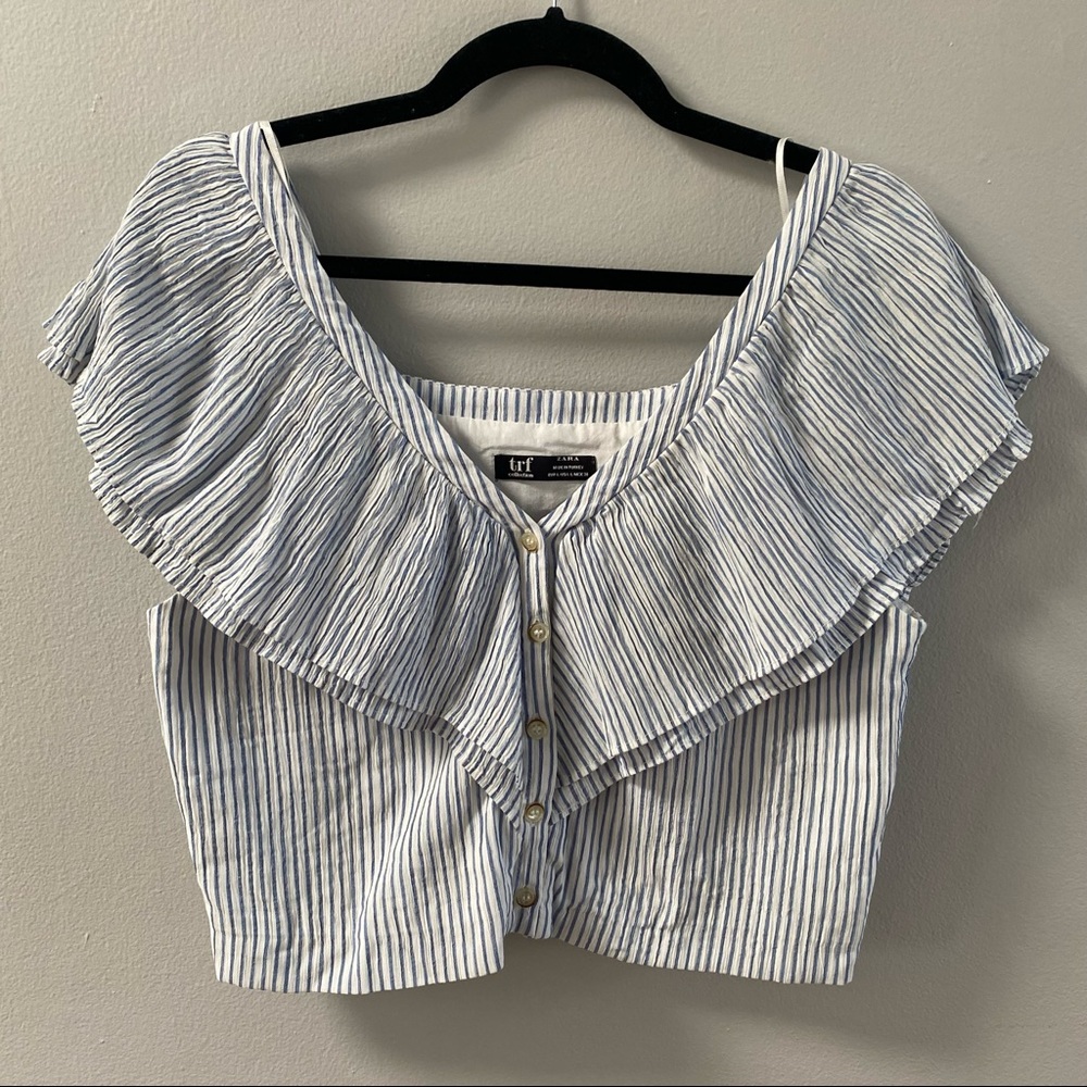 BLUE AND WHITE STRIPED ZARA TOP